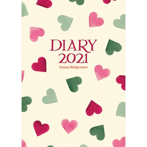 Cover of Emma Bridgewater Pink & Green Hearts A6 Diary 2021