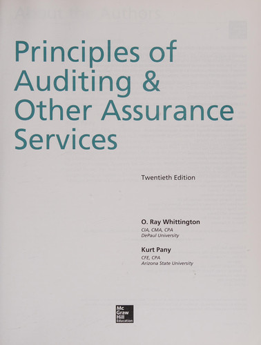 Cover of Principles of Auditing & Other Assurance Services