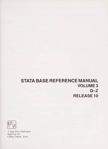 Cover of Stata Base Reference Manual