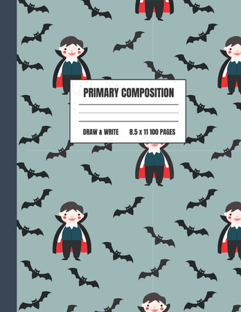Cover of Halloween Primary Composition Notebook: 100 Pages of Story Primary Paper for Kids Drawing and Journaling | Perfect for Kindergarten First and Second Grade Students | Cute Vampire Dracula Bats Cover