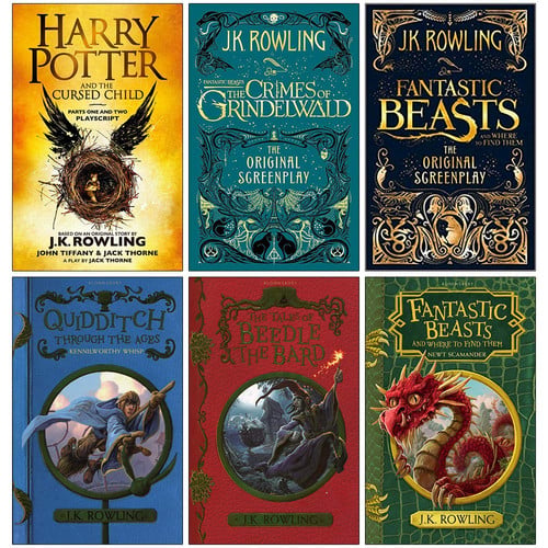 Cover of J.K. Rowling Collection 6 Books Set (Harry Potter and the Cursed Child Parts One and Two, Fantastic Beasts The Crimes of Grindelwald,The Original Screenplay,Quidditch Through the Ages and More)