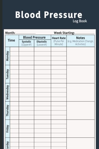 Cover of Blood Pressure Log Book: Simple Daily Blood Pressure Log | Record & Monitor Blood Pressure at Home | 110 Pages (6" X 9" Inches)