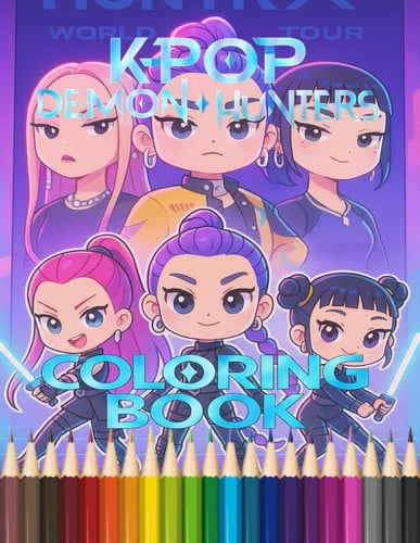 Cover of K-Pop’s De-mons Hunters Coloring Book: Kpop Idols, Magic, Demon and More