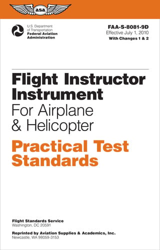 Cover of Flight Instructor Instrument Practical Test Standards for Airplane and Helicopter (2024) Faa-S-8081-9d