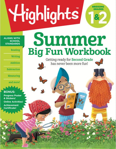 Cover of Summer Big Fun Workbook Bridging Grades 1 & 2 Summer Before Second Grade Prep Workbook for Spelling, Reading Comprehension, Language Arts and More