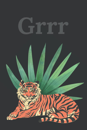 Cover of Grrr Notebook: Black Sleek Tiger Notebook, Jungle Journal for Note Taking