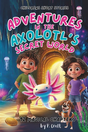 Cover of Children's Short Stories: Adventures in the Axolotl's Secret World: 12 Magical Chapters for Young Imaginations; Ages 6-12 (The Adventures of Sam, Mia & Max)