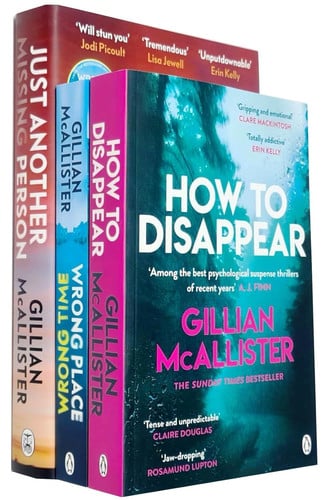 Cover of Wrong Place Wrong Time, How to Disappear, Just Another Missing Person [Hardcover] By Gillian McAllister 3 Books Collection Set
