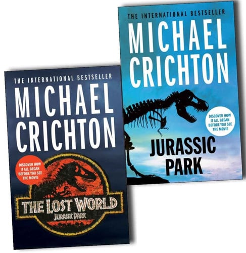 Cover of Michael Crichton Jurassic Park 2 Books Collection Pack Set (Jurassic Park, The Lost World)