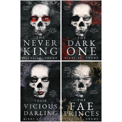 Cover of Vicious Lost Boys Series: A Peter Pan Dark Romance by Nikki St. Crowe 4 Books Collection Set (The Never King, The Dark One, Their Vicious Darling & The Fae Princes)