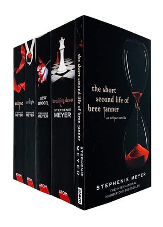 Cover of Twilight Saga Black Cover Stephenie Meyer 5 Books Collection Set (Breaking Dawn, Short Second Life Of Bree Tanner, Eclipse, New Moon, Twilight)