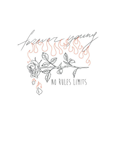 Cover of Forever Young No Rules Limits: Burning Rose 8.5 X 11 Inch Large Composition Notebook College Ruled 100 Sheets/200 Pages