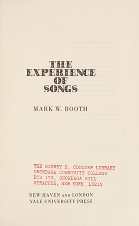 Cover of The Experience of Songs