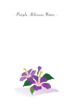 Cover of Purple Hibiscus Notes 6 X9 Ruled Lined Notebook - Watercolor Texture Botanic Flower Illustration Cover. Matte Softcover and White Interior Papers