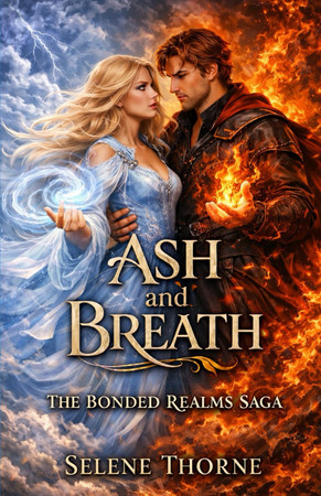Cover of Ash and Breath: An Enemies to Lovers Elemental Romance of Air, Fire, and Reluctant Desire (The Bonded Realms Saga)