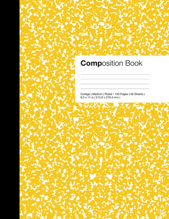 Cover of Marbled Composition Notebook: Brightly ( Yellow ) Colored - Essential College Ruled ( 120 Pages ) Journal for Home, School, Work ( 8.5” X 11” )