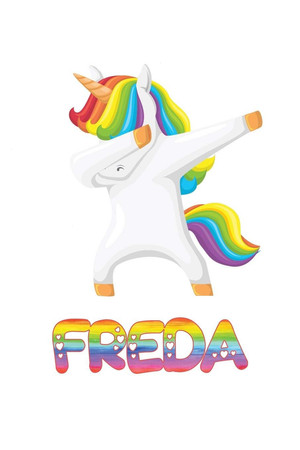 Cover of Freda Freda 6x9 Journal Notebook Dabbing Unicorn Rainbow
