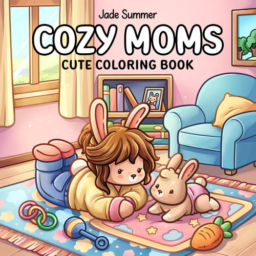 Cover of Cozy Moms: Cute Coloring Book for Adults and Teens With Adorable Characters and Heartwarming Family Moments for Relaxation