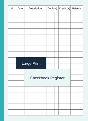 Cover of Large Print Checkbook Register Checking Account / Personal Check Book Transaction Ledger | Big Format / Size