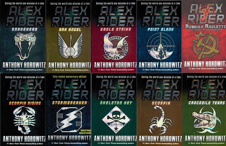 Cover of Alex Rider 10 Set : Stormbreaker, Point Blank, Skeleton Key, Eagle Strike, Scorpia, Ark Angel, Snakehead, Crocodile Tears, Scorpia Rising, Russian Roulette