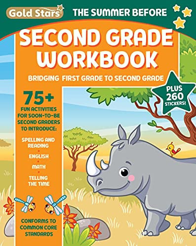 Cover of The Summer Before Second Grade Workbook Bridging First Grade to Second Grade for Kids Ages 7 - 8 With 75+ Activities, Spelling, Reading, English, Math, and Time (Gold Stars Series)