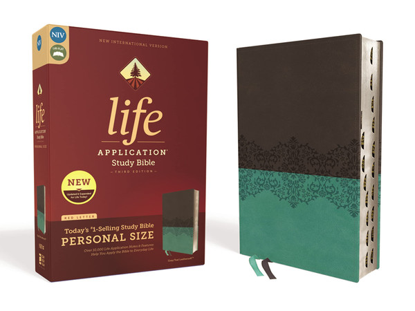 Cover of NIV Life Application Study Bible Personal Size Indexed Red Letter Edition [Third Edition. Grey/Teal]