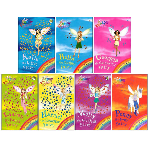 Cover of Rainbow Magic Pet Keeper Fairies Collection 7 Books Set (Katie the Kitten, Bella the Bunny, Georgia the Guinea Pig, Lauren the Puppy, Harriet the Hamster, Molly the Goldfish, Penny the Pony)
