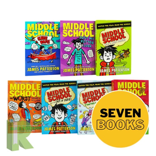 Cover of Middle School 7 Books Collection Set by James Patterson (Dogs Best Friend, Just My Rotten Luck, Save Rafe, My Brother Is A Big Fat Liar & MORE!)