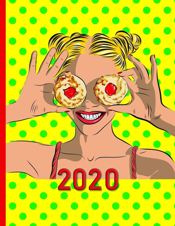 Cover of Pop Art - Woman With Cookies 2020 Schedule Planner and Organizer / Weekly Calendar