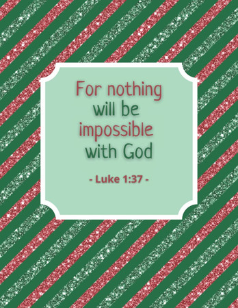 Cover of For Nothing Will Be Impossible With God (Luke 1:37): Christmas Gift for People That Suffer From Anxiety and Stress