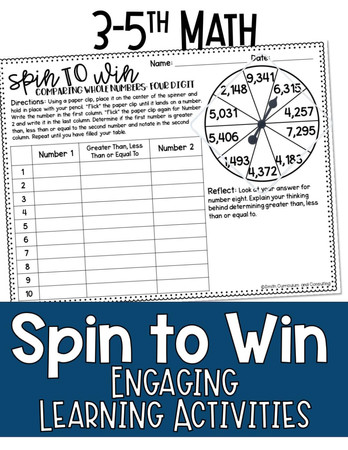 Cover of Math Games for Third, Fourth Grade, and Fifth Grade - Fun Math Practice & Activities for Kids Ages 9-12: Spin to Win