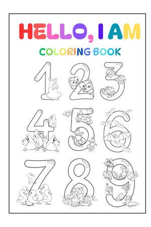 Cover of Coloring Book - "Hello, I AM ..." This Book Not Only Provides Entertainment But Also Helps Kids Learn to Color and Recognize Numbers in a Creative Way. It's a Fantastic Tool to Explore the World Around Them and Develop Coloring Skills.