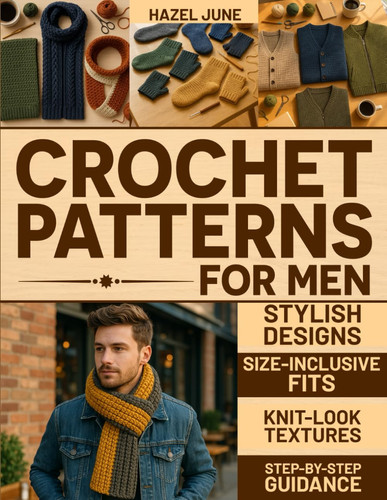 Cover of Crochet Patterns for Men: Modern, Stylish Designs With Size-Inclusive Fits, Knit-Look Textures, and Step-by-Step Guidance for Hats, Scarves, Sweaters, and More