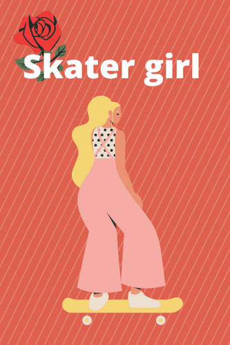 Cover of SKATER GIRL: Blonde Hair Skater Girl Illustration on a Red Lines Background ( 120 Page Notebook )