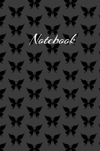Cover of Notebook: Black With Black Butterflies