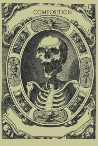 Cover of Composition Notebook: Vintage Halloween Themed Skeleton Notebook. Unique Aesthetic Freaky Halloween Gift. Lined Paper.