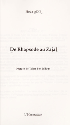 Cover of De Rhapsode Au Zajal
