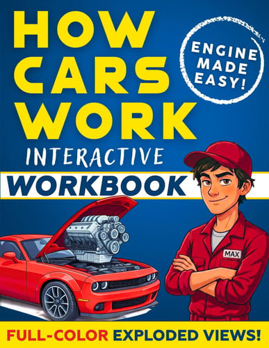 Cover of How Cars Work Interactive Workbook: Master Engines, Brakes, and Gears With Big Color Diagrams, Missions, Quizzes, and Level-Up Badges to Build Real Mechanic Thinking | EVs and Modern Safety Tech