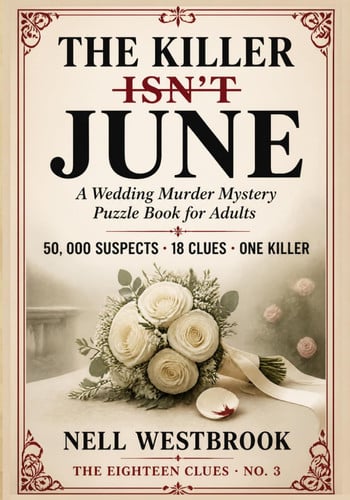 Cover of The Killer Isn't June: A Wedding Murder Mystery Puzzle Book for Adults | 50,000 Suspects, 18 Clues, One Killer (The Eighteen Clues)