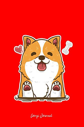 Cover of Corgi Journal Lined Journal - Welsh Corgi Heart Bone Cute Dog Lover Gift - Red Ruled Diary, Prayer, Gratitude, Writing, Travel, Notebook for Men Women - 6x9 120 Pages