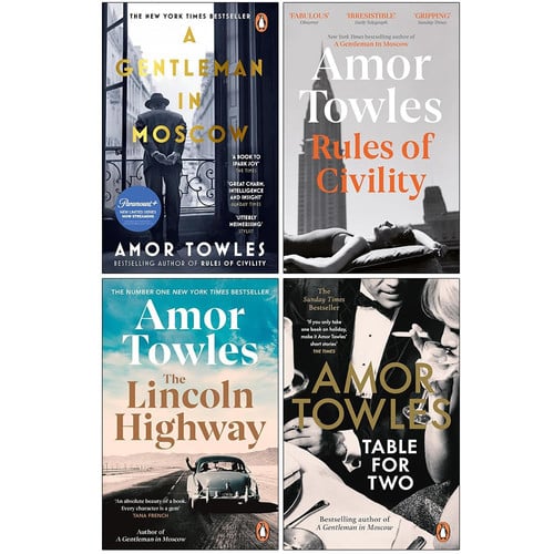 Cover of Amor Towles Collection 4 Books Set (A Gentleman in Moscow, Rules of Civility, The Lincoln Highway & Table For Two)