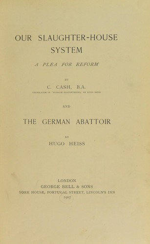 Cover of Our Slaughter-house System