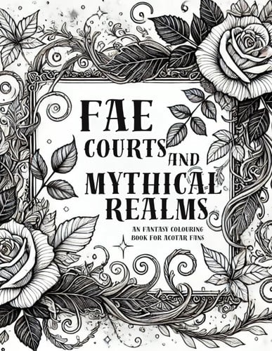 Cover of Fae Courts and Mythical Realms: A Fantasy Colouring Book for ACOTAR Fans