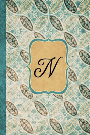 Cover of N Beautiful Monogram Journal N, Vintage Pattern Style With Lined Pages