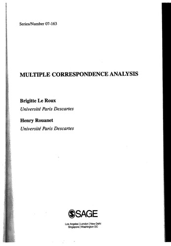 Cover of Multiple Correspondence Analysis