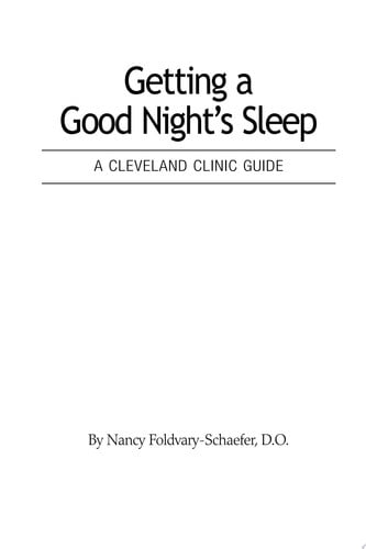 Cover of Getting a Good Night's Sleep