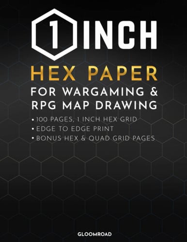 Cover of 1 Inch Hex Paper Hexagon Graph Notebook for RPG Map Drawing, Wargaming Terrain; 100 Large Hexagonal Grid Pages; 1 Honeycomb Journal