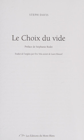 Cover of Le Choix Du Vide