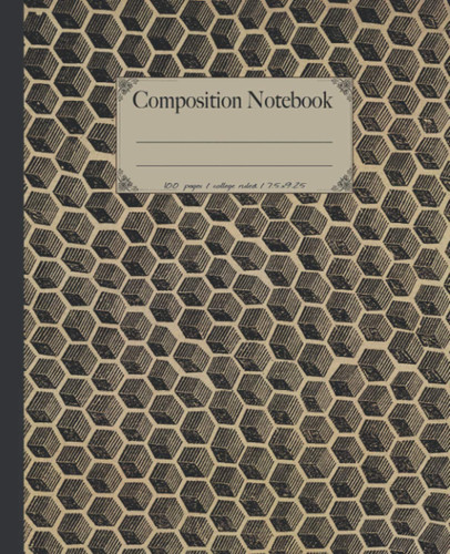 Cover of Composition Notebook: Premium College Ruled Bee Notebook. Vintage Honeycomb Line Art Composition Notebook Cover. (Honey Bees, Bee Keeping & Honeycomb Composition Notebooks.)
