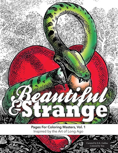 Cover of Beautiful and Strange: Pages for Coloring Masters, Vol. 1 Inspired by the Art of Long Ago